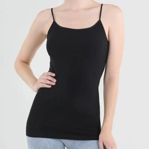 Nikibiki Tops - Nikibiki Camisole Tank Top Nylon Stretch Square Back Black OS One Size